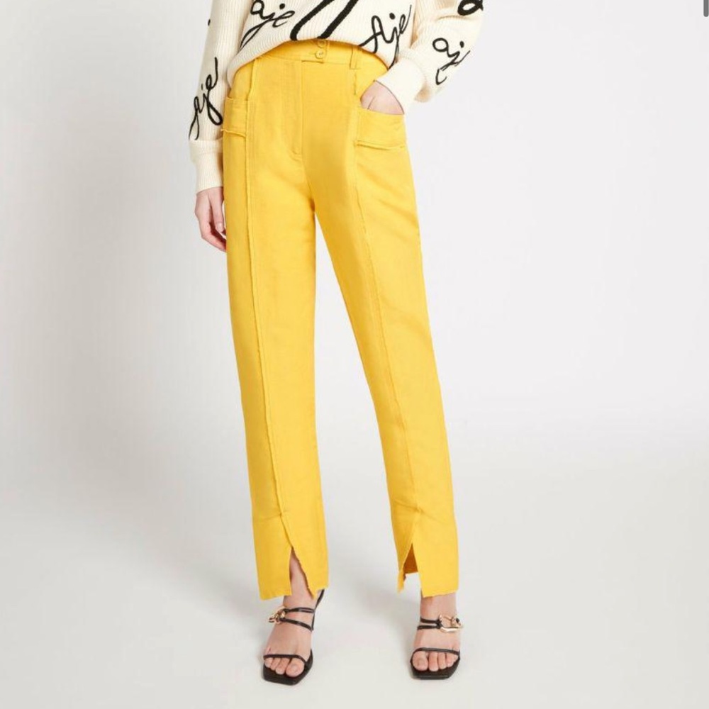 Aje Martino Tapered Leg Linen Pant Daisy Yellow NWT XS